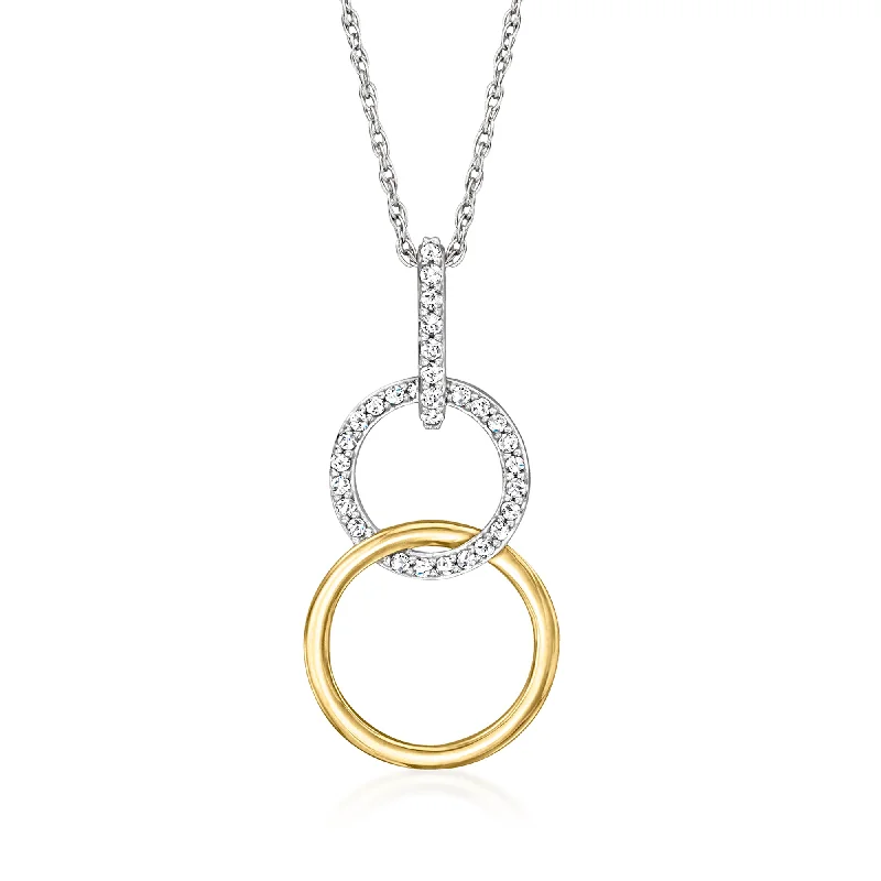 Limited-Stock Jewelry Clearance – Grab Your Favorites Now Ross-Simons Diamond Interlocking-Circle Pendant Necklace in Sterling Silver With 14kt Yellow Gold Limited-Stock Jewelry Clearance – Grab Your Favorites Now Ross-Simons Diamond Interlocking-Circle Pendant Necklace in Sterling Silver With 14kt Yellow Gold