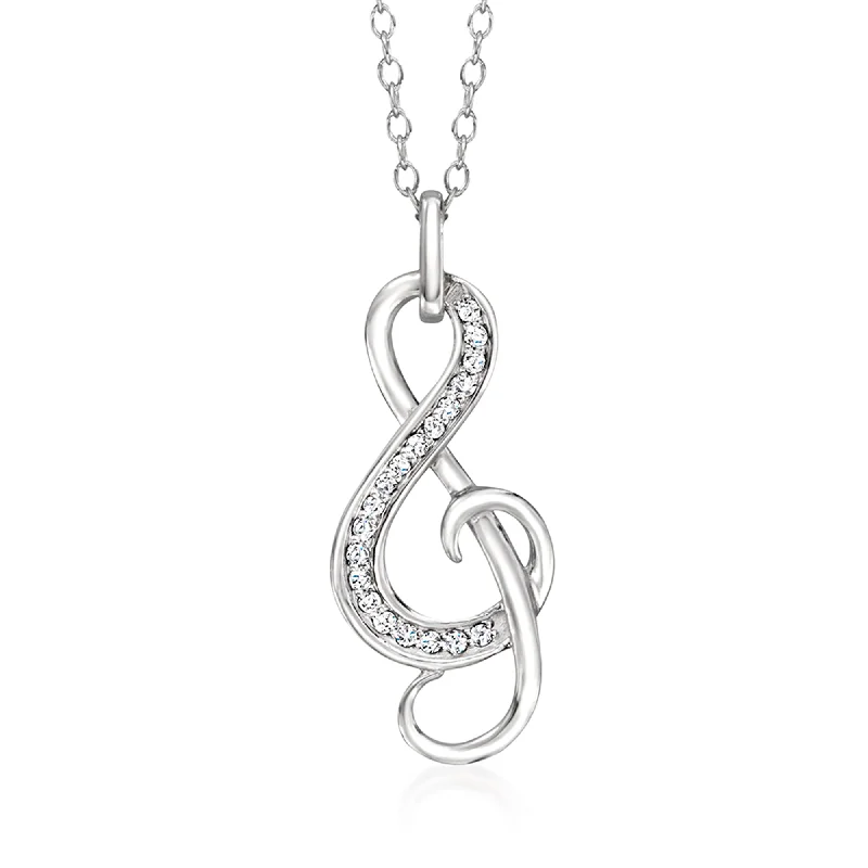 Grab Your Favorite Jewelry At The Lowest Prices Ross-Simons Diamond Treble Clef Pendant Necklace in Sterling Silver. 18 inches Grab Your Favorite Jewelry At The Lowest Prices Ross-Simons Diamond Treble Clef Pendant Necklace in Sterling Silver. 18 inches