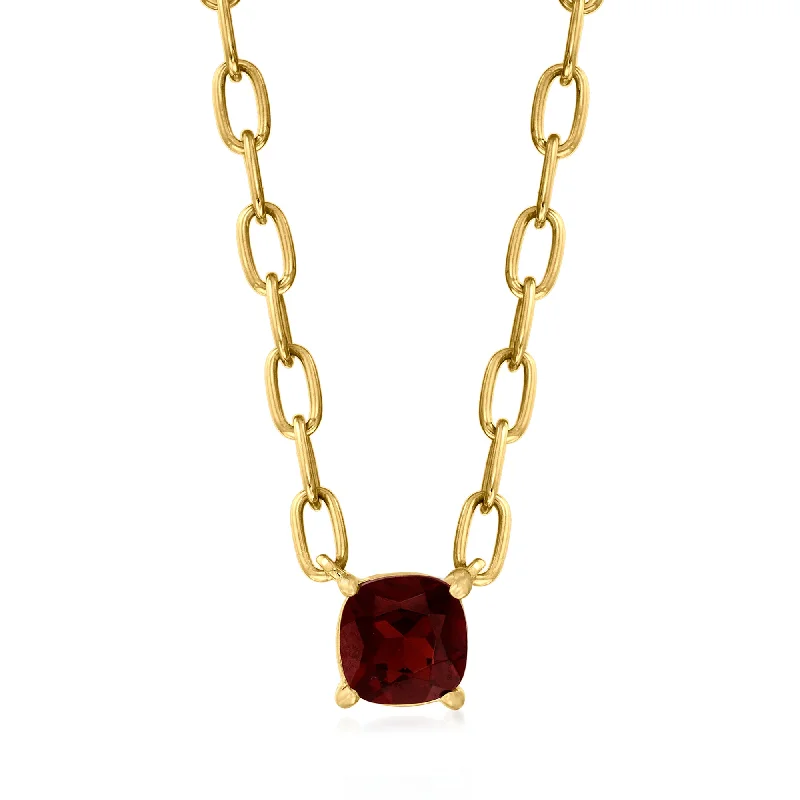Elegant Jewelry, Exclusive Prices – Shop Now Ross-Simons Garnet Paper Clip Link Necklace in 18kt Gold Over Sterling Elegant Jewelry, Exclusive Prices – Shop Now Ross-Simons Garnet Paper Clip Link Necklace in 18kt Gold Over Sterling