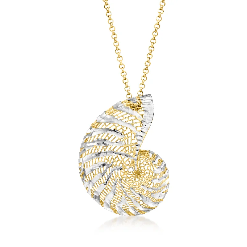 Shop Fine Jewelry With Amazing Deals Ross-Simons Italian 18kt Gold Over Sterling and Sterling Silver Seashell Necklace Shop Fine Jewelry With Amazing Deals Ross-Simons Italian 18kt Gold Over Sterling and Sterling Silver Seashell Necklace