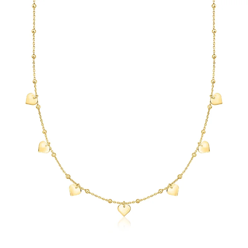 Shop Signature Jewelry Styles At Exclusive Prices Ross-Simons Italian 18kt Gold Over Sterling Heart and Bead Station Necklace Shop Signature Jewelry Styles At Exclusive Prices Ross-Simons Italian 18kt Gold Over Sterling Heart and Bead Station Necklace