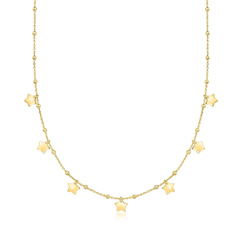 Luxury Jewelry Without The Luxury Price Tag Ross-Simons Italian 18kt Gold Over Sterling Star and Bead Station Necklace Luxury Jewelry Without The Luxury Price Tag Ross-Simons Italian 18kt Gold Over Sterling Star and Bead Station Necklace