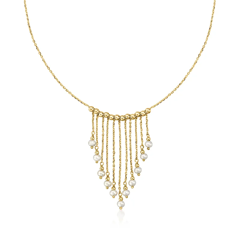 Flash Sale On Stunning Jewelry – Don't Miss Out Ross-Simons Italian 3-3.5mm Cultured Pearl Fringe Drop Necklace in 18kt Yellow Gold Flash Sale On Stunning Jewelry – Don't Miss Out Ross-Simons Italian 3-3.5mm Cultured Pearl Fringe Drop Necklace in 18kt Yellow Gold