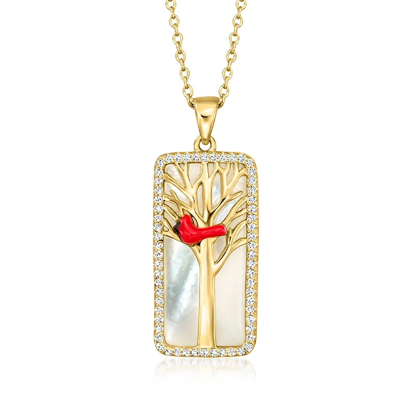 Exclusive Jewelry Markdowns – Limited-Time Offer Ross-Simons Mother-Of-Pearl and White Topaz Cardinal Pendant Necklace With Multicolored Enamel in 18kt Gold Over Sterling Exclusive Jewelry Markdowns – Limited-Time Offer Ross-Simons Mother-Of-Pearl and White Topaz Cardinal Pendant Necklace With Multicolored Enamel in 18kt Gold Over Sterling