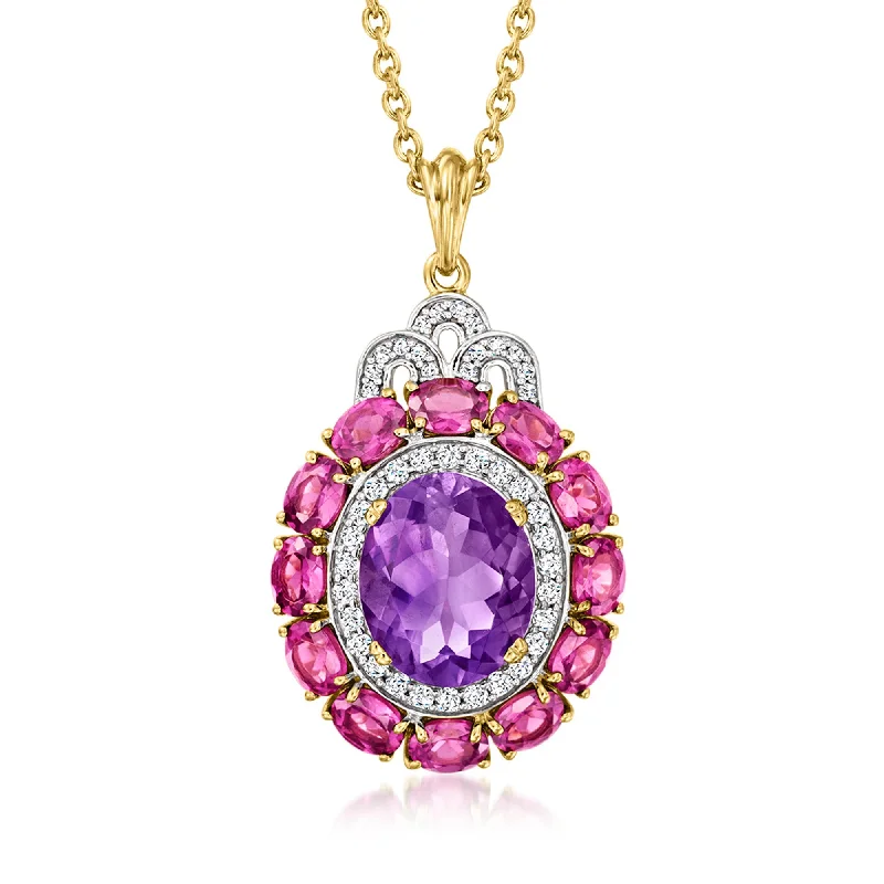 Bold And Beautiful Jewelry Now At Irresistible Prices Ross-Simons Multi-Gemstone Pendant Necklace in 18kt Gold Over Sterling Bold And Beautiful Jewelry Now At Irresistible Prices Ross-Simons Multi-Gemstone Pendant Necklace in 18kt Gold Over Sterling