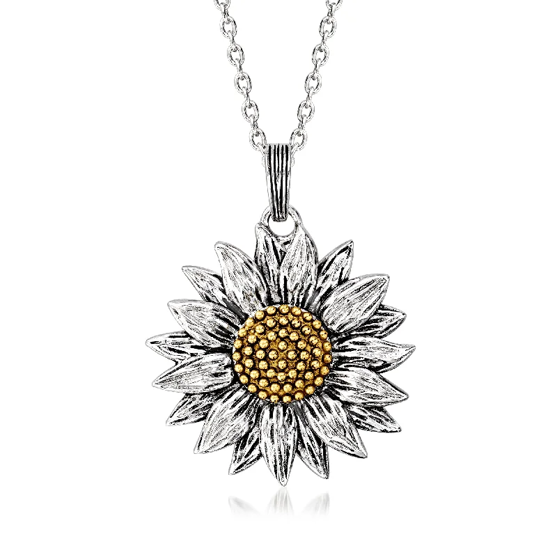 Exclusive Jewelry Sale Event – Shop Now Ross-Simons Sterling Silver and 14kt Yellow Gold Sunflower Pendant Necklace Exclusive Jewelry Sale Event – Shop Now Ross-Simons Sterling Silver and 14kt Yellow Gold Sunflower Pendant Necklace