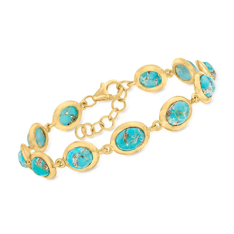 Grab Stylish Jewelry Before The Sale Ends Ross-Simons Turquoise Bracelet in 18kt Gold Over Sterling Grab Stylish Jewelry Before The Sale Ends Ross-Simons Turquoise Bracelet in 18kt Gold Over Sterling