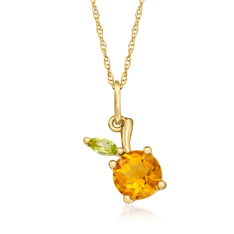 Dainty And Elegant Jewelry Now At Reduced Prices RS Pure by Ross-Simons Citrine Peach Pendant Necklace With Peridot Accent in 14kt Yellow Gold Dainty And Elegant Jewelry Now At Reduced Prices RS Pure by Ross-Simons Citrine Peach Pendant Necklace With Peridot Accent in 14kt Yellow Gold