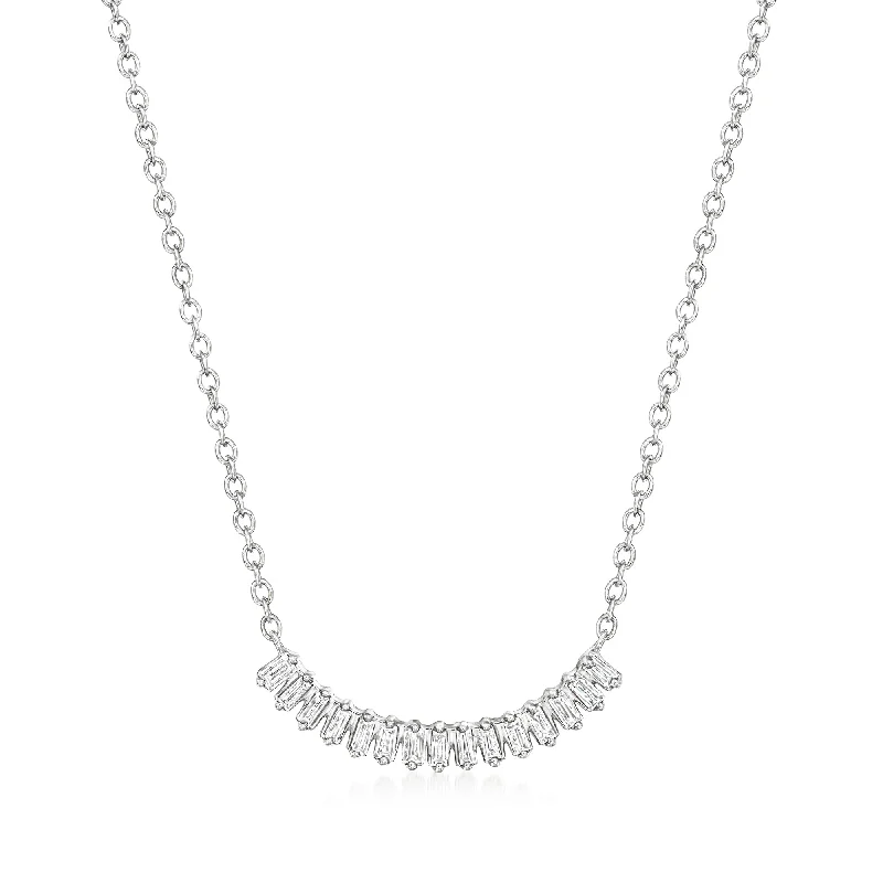 Limited-Time Offer On Elegant Jewelry Pieces RS Pure by Ross-Simons Diamond Curved Bar Necklace in Sterling Silver Limited-Time Offer On Elegant Jewelry Pieces RS Pure by Ross-Simons Diamond Curved Bar Necklace in Sterling Silver