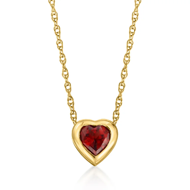 Buy More, Save More On Stunning Jewelry Designs RS Pure by Ross-Simons Garnet Heart Necklace in 14kt Yellow Gold Buy More, Save More On Stunning Jewelry Designs RS Pure by Ross-Simons Garnet Heart Necklace in 14kt Yellow Gold