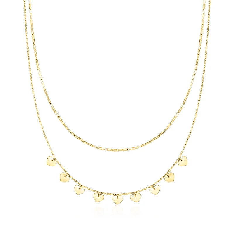 Modern Statement Jewelry For Bold Styling RS Pure by Ross-Simons Italian 14kt Yellow Gold Paper Clip Link and Heart Station Layered Necklace Modern Statement Jewelry For Bold Styling RS Pure by Ross-Simons Italian 14kt Yellow Gold Paper Clip Link and Heart Station Layered Necklace