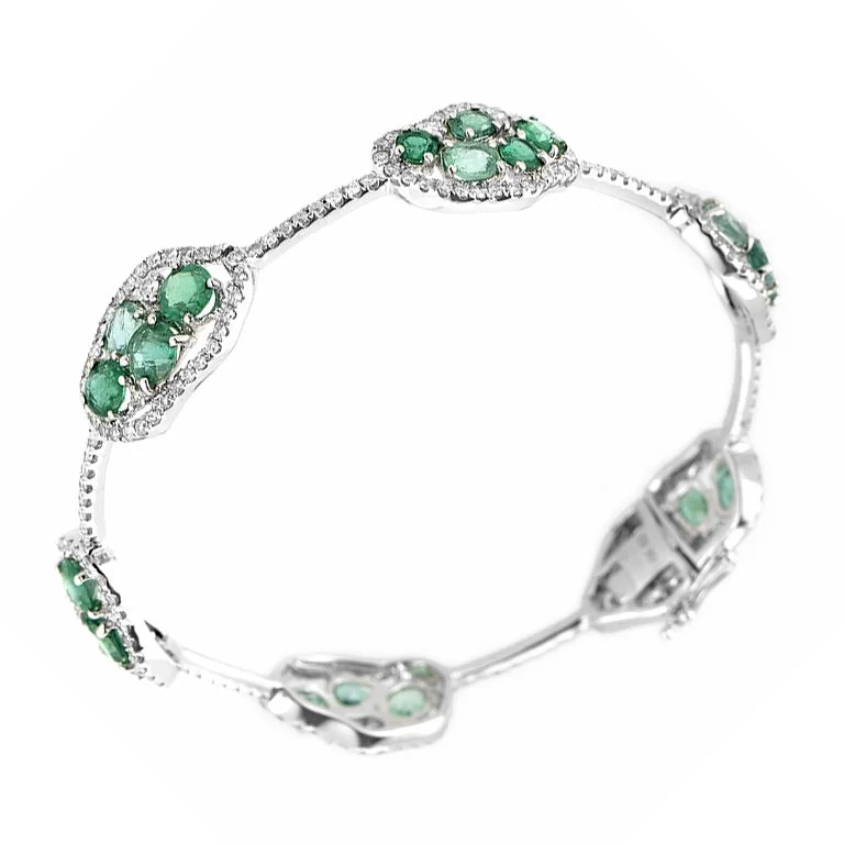 Make Your Outfit Shine With Discounted Jewelry Single Row 18K White Gold Diamond and Emerald Bangle Make Your Outfit Shine With Discounted Jewelry Single Row 18K White Gold Diamond and Emerald Bangle