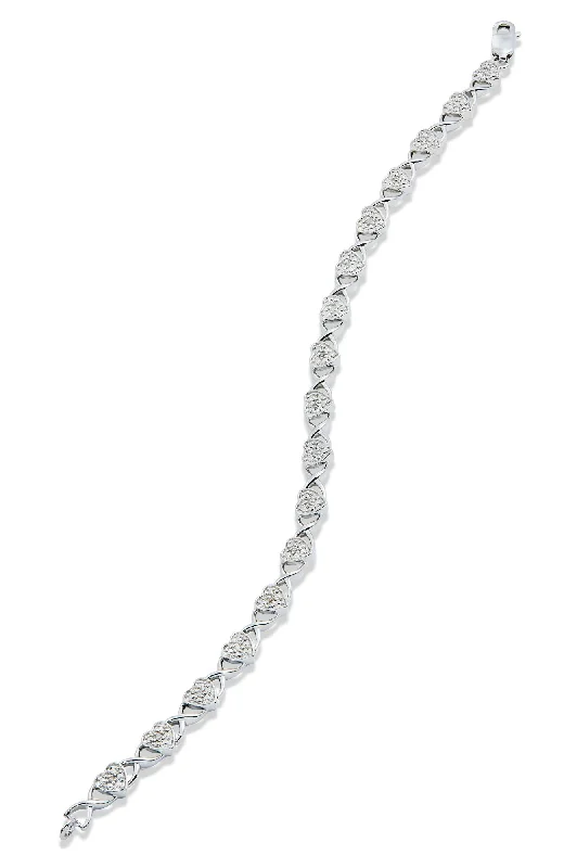 Exclusive Jewelry Sale – Sparkle For Less STERLING SILVER WHITE DIA HEART BRACELET