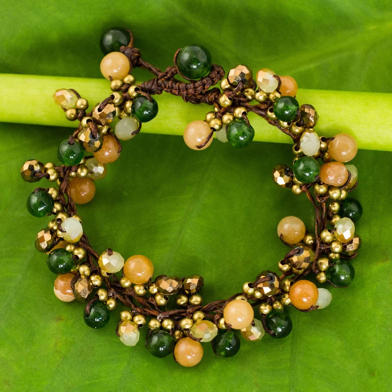 High-End Sparkle, Low-End Prices – Jewelry Sale Live Tropical Cattlelaya Artisan Hand Knotted Green Yellow Beaded Bracelet
