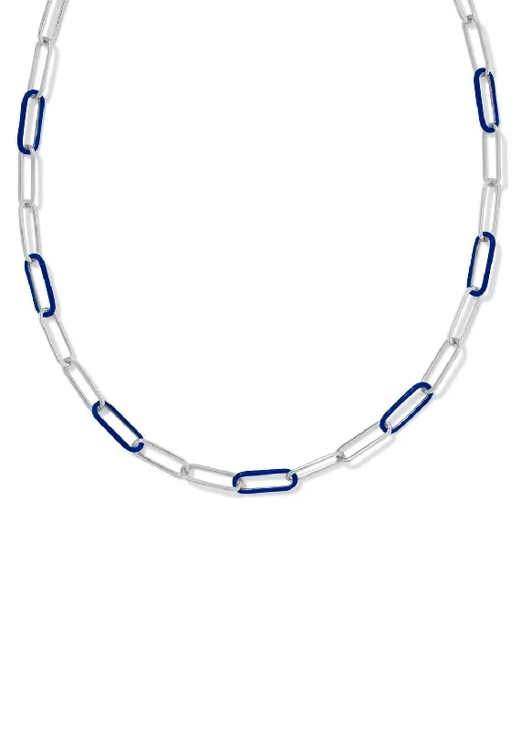 Exclusive Jewelry Sale – Limited-Time Discounts Women's Ainsley Convertible Chain Necklace In Rhodium/navy Enamel Exclusive Jewelry Sale – Limited-Time Discounts Women's Ainsley Convertible Chain Necklace In Rhodium/navy Enamel