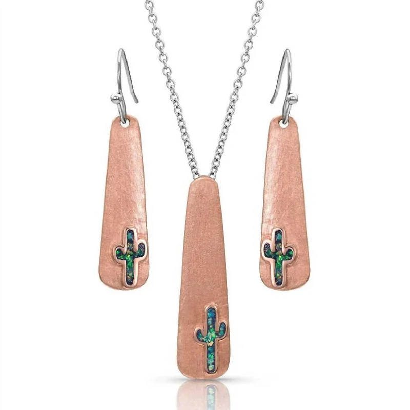 Limited-Time Jewelry Sale – Don't Miss These Deals Women's Desert Sun Opal Cactus Jewelry Set In Rose Gold Limited-Time Jewelry Sale – Don't Miss These Deals Women's Desert Sun Opal Cactus Jewelry Set In Rose Gold