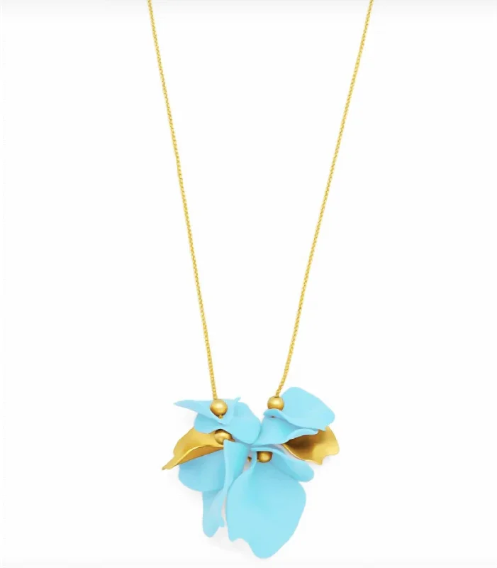 Limited-Time Offer On Elegant Jewelry Pieces Women's Flower Petal Long Necklace In Light Blue Limited-Time Offer On Elegant Jewelry Pieces Women's Flower Petal Long Necklace In Light Blue