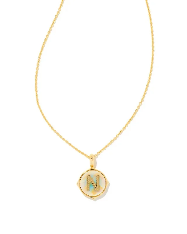 Personalized Jewelry At Special Discount Rates Women's Letter N Disc Pendant Necklace In Gold Iridescent Abalone Personalized Jewelry At Special Discount Rates Women's Letter N Disc Pendant Necklace In Gold Iridescent Abalone