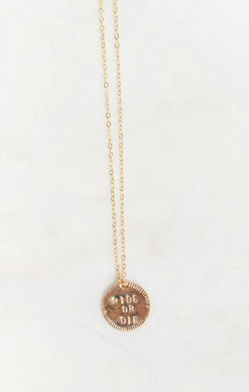 Exclusive Gemstone Jewelry At Special Prices Women's Ride Or Die Coin Necklace In Gold Exclusive Gemstone Jewelry At Special Prices Women's Ride Or Die Coin Necklace In Gold