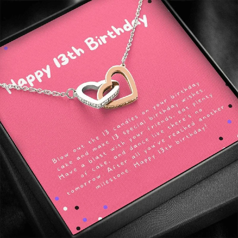 Stunning Statement Jewelry, Unbeatable Discounts 13th Birthday Neaklace Happy 13th Birthday Candles Interlocked Hearts Necklace - Necklace gifts for friend lovers Stunning Statement Jewelry, Unbeatable Discounts 13th Birthday Neaklace Happy 13th Birthday Candles Interlocked Hearts Necklace - Necklace gifts for friend lovers