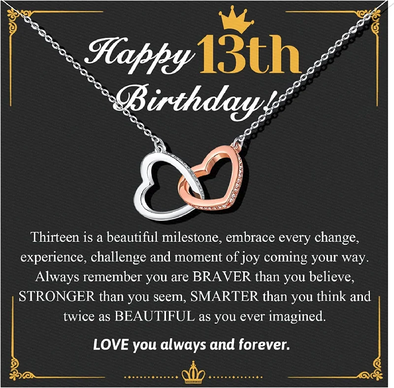 Elegant Necklaces And Bracelets At Limited-Time Offers 13th Birthday Neaklace Interlock Heart Birthday Necklace for Women Girls Birthday Present for Daughter Granddaughter Elegant Necklaces And Bracelets At Limited-Time Offers 13th Birthday Neaklace Interlock Heart Birthday Necklace for Women Girls Birthday Present for Daughter Granddaughter