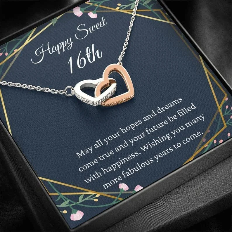 Grab Exquisite Jewelry At The Lowest Prices 16th Birthday Neaklace Interlocking Hearts Necklace Happy Sweet 16th 16th s for Girls Sweet 16 Necklace Gift For 16 Grab Exquisite Jewelry At The Lowest Prices 16th Birthday Neaklace Interlocking Hearts Necklace Happy Sweet 16th 16th s for Girls Sweet 16 Necklace Gift For 16