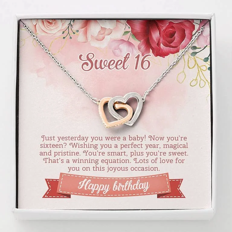 Shop Jewelry That Shines Without The High Price 16th Birthday Neaklace Message Card Necklace16 Happy Birthday Interlocking Hearts Pendant Necklace Sweet Sixteen 16th Shop Jewelry That Shines Without The High Price 16th Birthday Neaklace Message Card Necklace16 Happy Birthday Interlocking Hearts Pendant Necklace Sweet Sixteen 16th