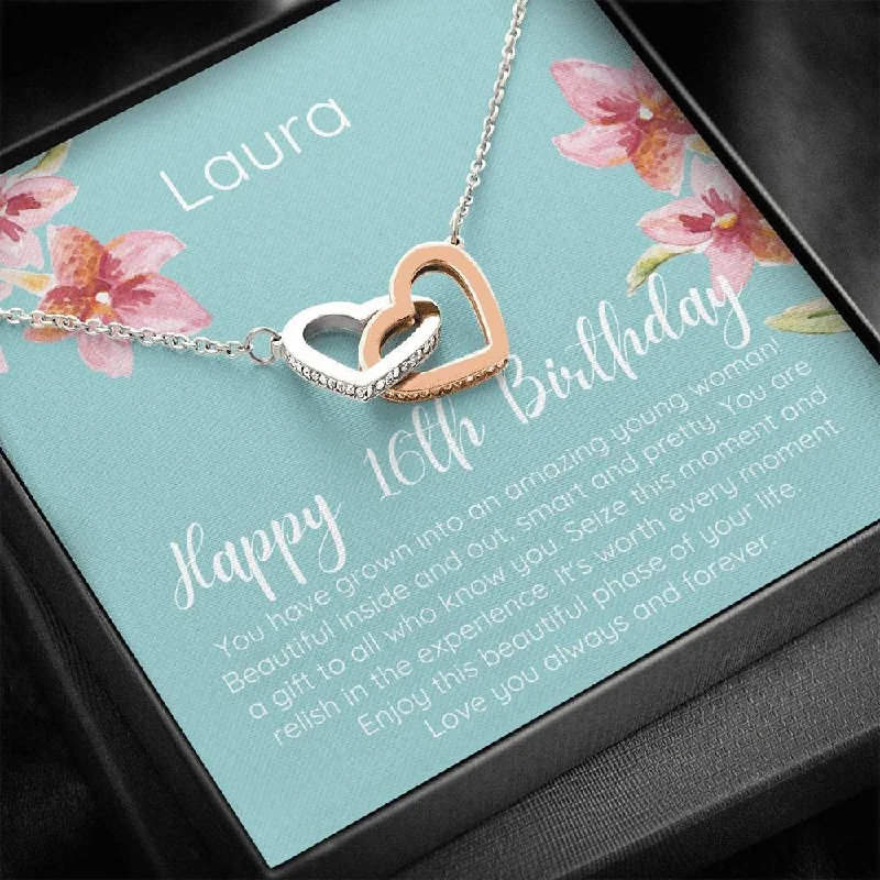 Breathtaking Jewelry, Breathtaking Prices 16th Birthday Neaklace Personalized Happy 16th Birthday Interlocked Hearts Necklace - Necklace gifts for friend Breathtaking Jewelry, Breathtaking Prices 16th Birthday Neaklace Personalized Happy 16th Birthday Interlocked Hearts Necklace - Necklace gifts for friend
