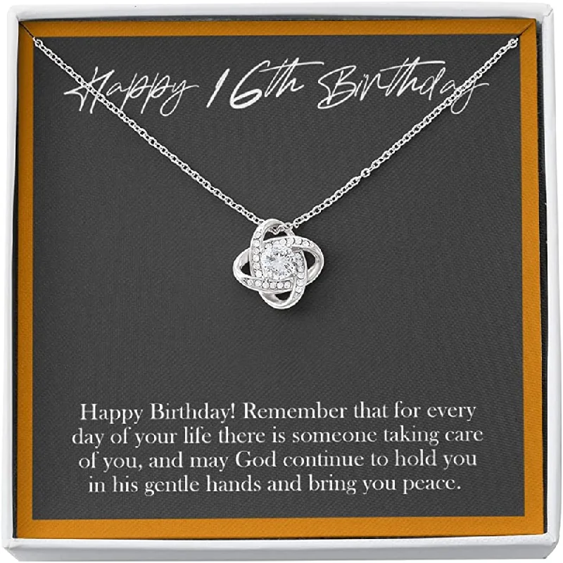 Elegant Jewelry, Exclusive Prices – Shop Now 16th Birthday Necklace Gifts for Girls Beautiful Message Card Love Knot Jewelry and Gift Box Sixteen Present