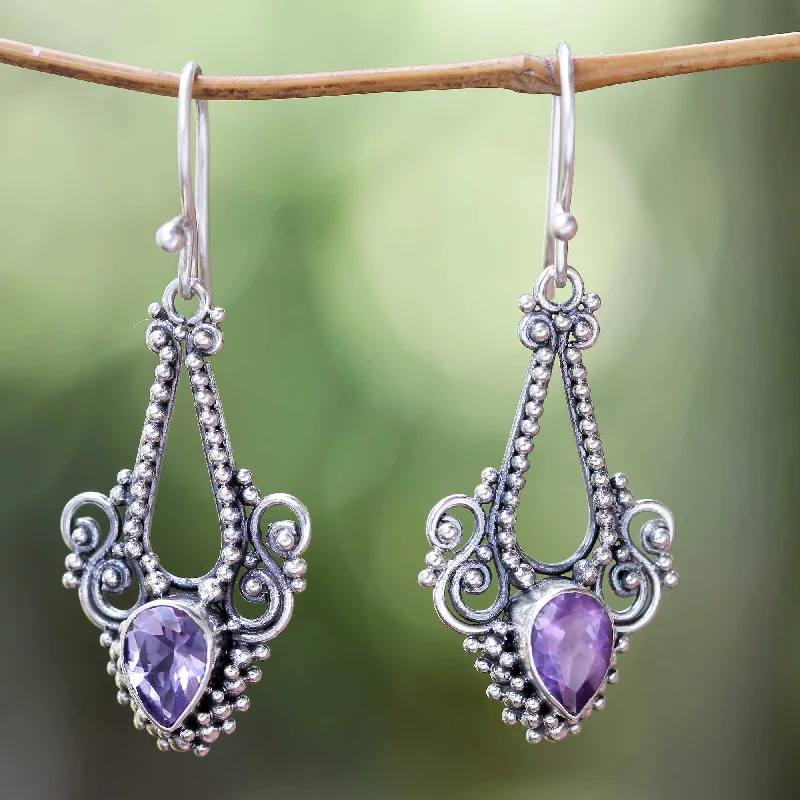 Luxury Jewelry Now At Special Promotional Rates Balinese Glitz Pisces Amethyst Birthstone on Sterling Silver Hook Earrings
