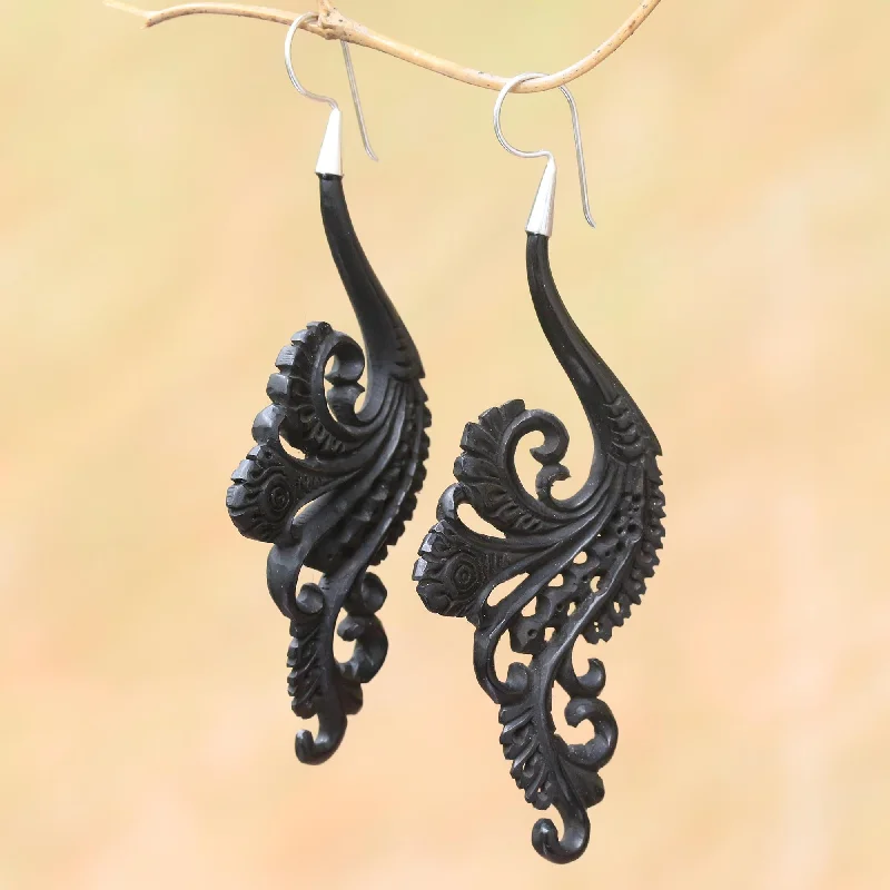 Best Jewelry Sale Prices – Limited-Time Offer Black Fern Silver Dangle Earrings