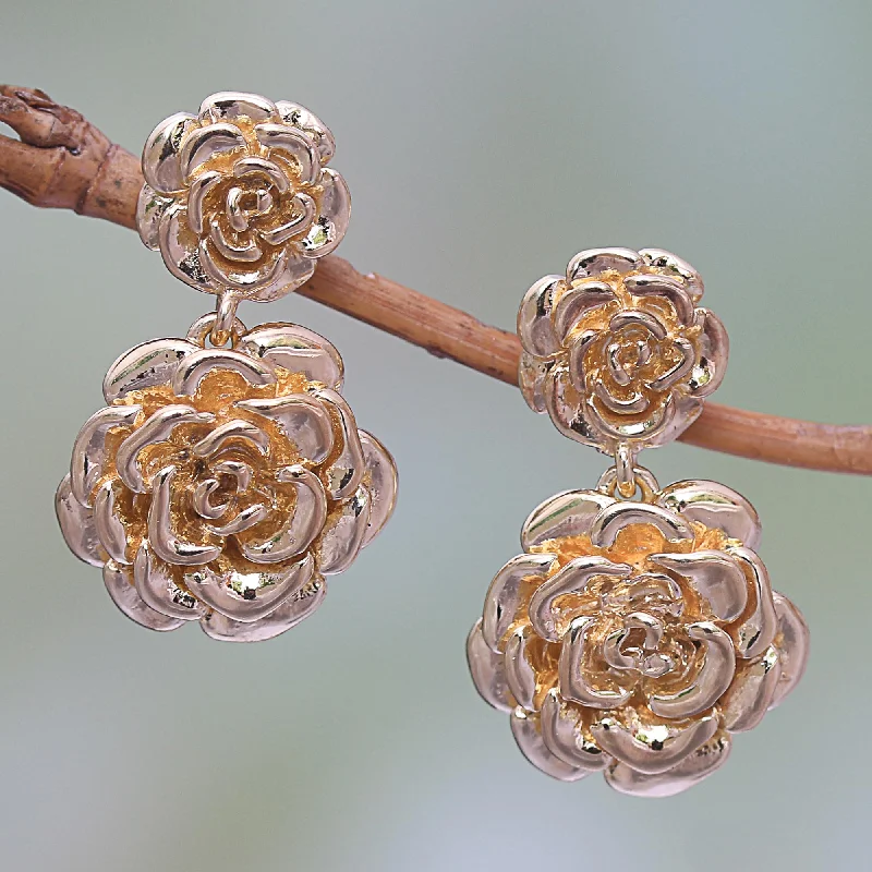 Handcrafted Jewelry Sale – Unique Designs At Low Prices Blooming Rose 18k Gold Plated Sterling Silver Rose Dangle Earrings Handcrafted Jewelry Sale – Unique Designs At Low Prices Blooming Rose 18k Gold Plated Sterling Silver Rose Dangle Earrings
