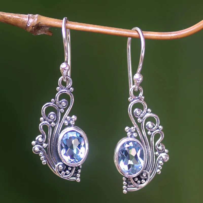 Limited-Time Offer On Elegant Jewelry Pieces Blue Peacock's Feather Topaz Earrings