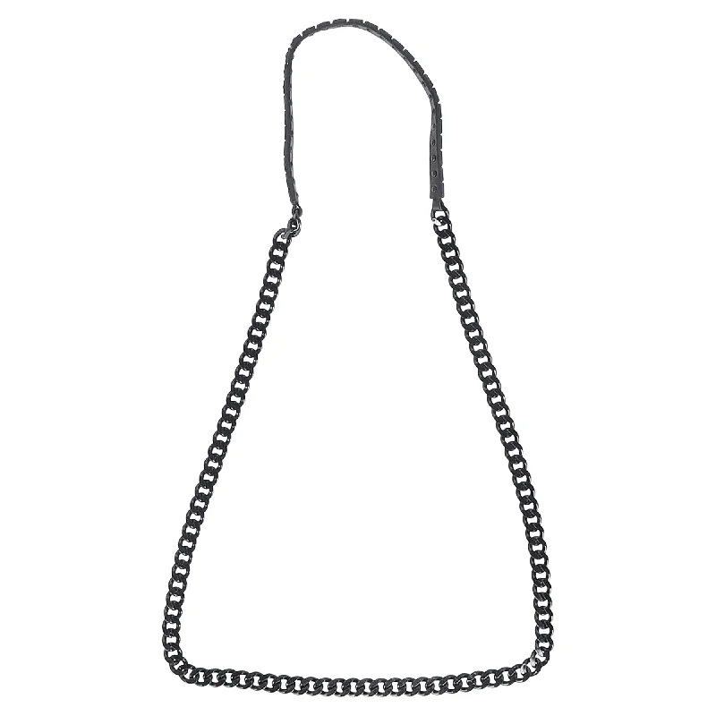 Shop High-Quality Jewelry At Jaw-Dropping Discounts Burberry Studded Leather Curb Chain Necklace in Black Metal