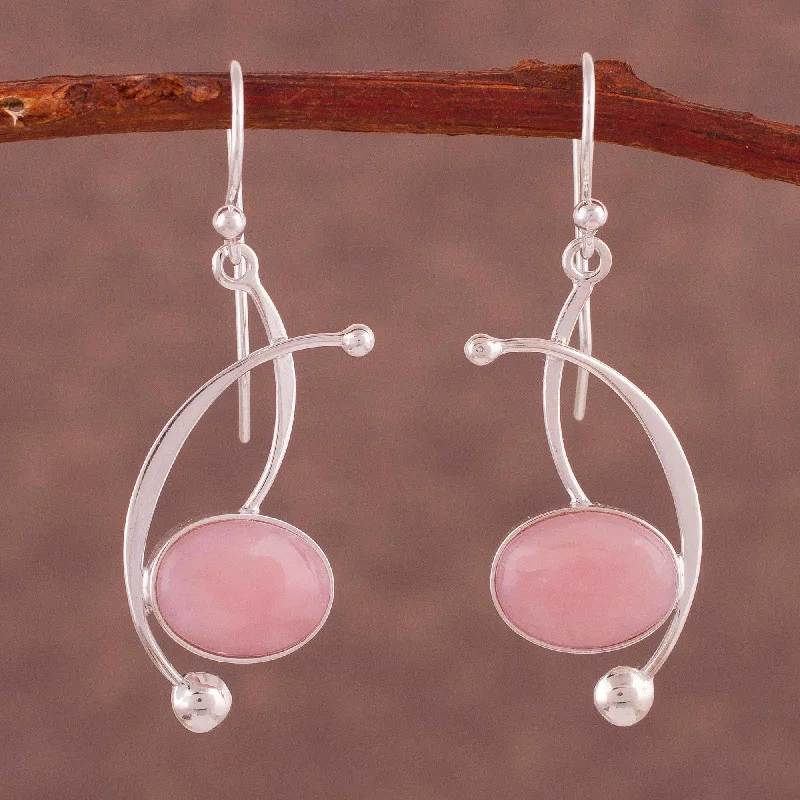 Romantic Heart-Shaped Jewelry For Special Gifts Crescent Eyes Rose Quartz Dangle Earrings Romantic Heart-Shaped Jewelry For Special Gifts Crescent Eyes Rose Quartz Dangle Earrings