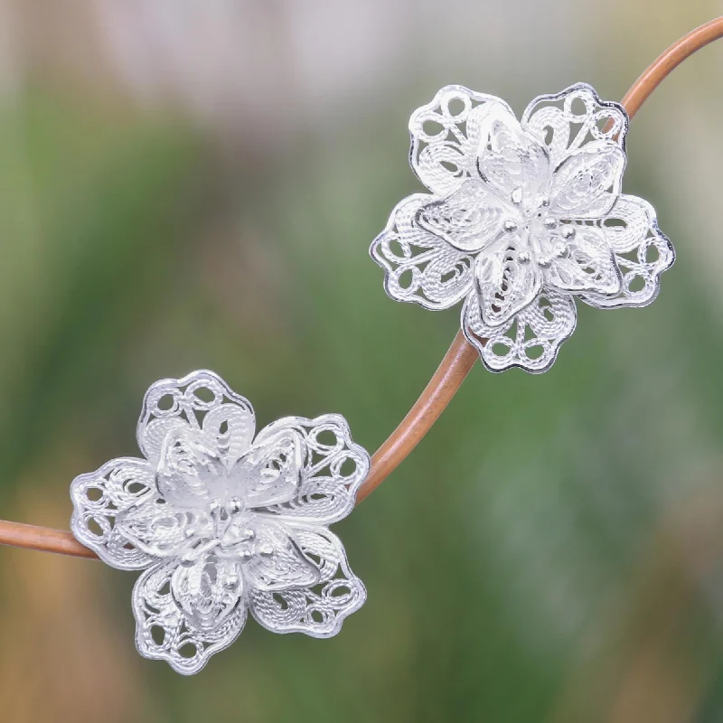 Elegant Jewelry, Exclusive Prices – Shop Now Filigree Magnolia Silver Button Earrings Elegant Jewelry, Exclusive Prices – Shop Now Filigree Magnolia Silver Button Earrings