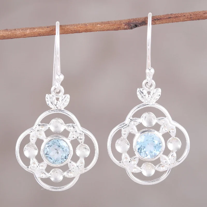 Shop Stylish Jewelry Now And Save Big Flower Circle Blue Topaz Sterling Silver Rounded Flower Dangle Earrings Shop Stylish Jewelry Now And Save Big Flower Circle Blue Topaz Sterling Silver Rounded Flower Dangle Earrings