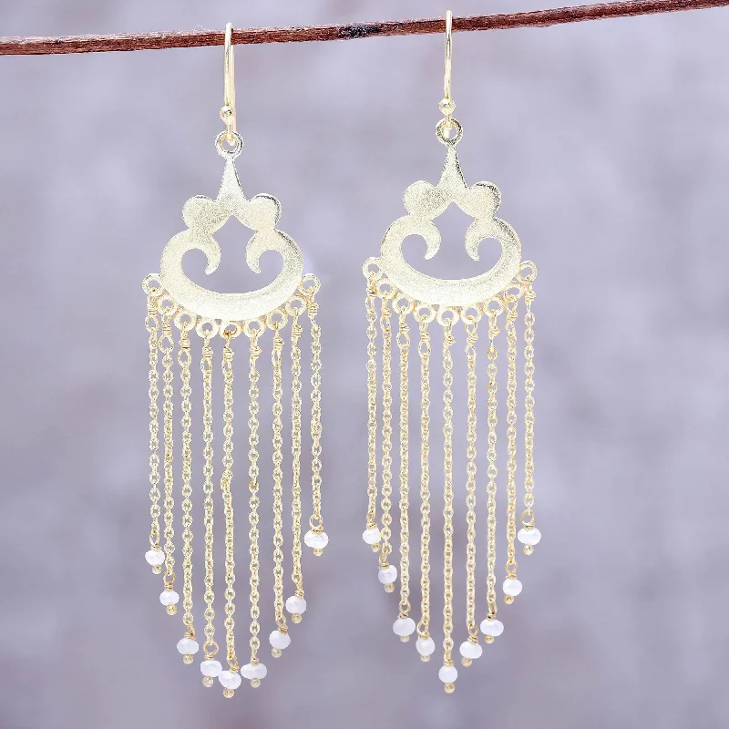 Last Chance To Shop High-End Jewelry At Markdown Prices Glowing Rain Gold Plated Cultured Pearl Waterfall Earrings from India Last Chance To Shop High-End Jewelry At Markdown Prices Glowing Rain Gold Plated Cultured Pearl Waterfall Earrings from India
