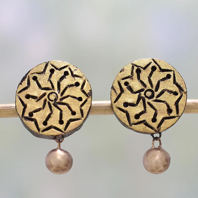 Personalized Jewelry Sale – Meaningful Gifts At Great Prices Golden Floral Gold Tone Floral Ceramic Dangle Earrings by Indian Artisans Personalized Jewelry Sale – Meaningful Gifts At Great Prices Golden Floral Gold Tone Floral Ceramic Dangle Earrings by Indian Artisans