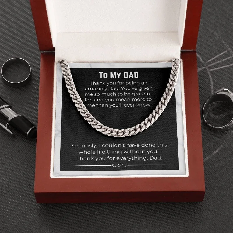 Clearance Sale On High-End Jewelry Collections To My Dad Necklace Gift Cuban Link Chain necklace on message card. Perfect for Birthday. Gift to father from
