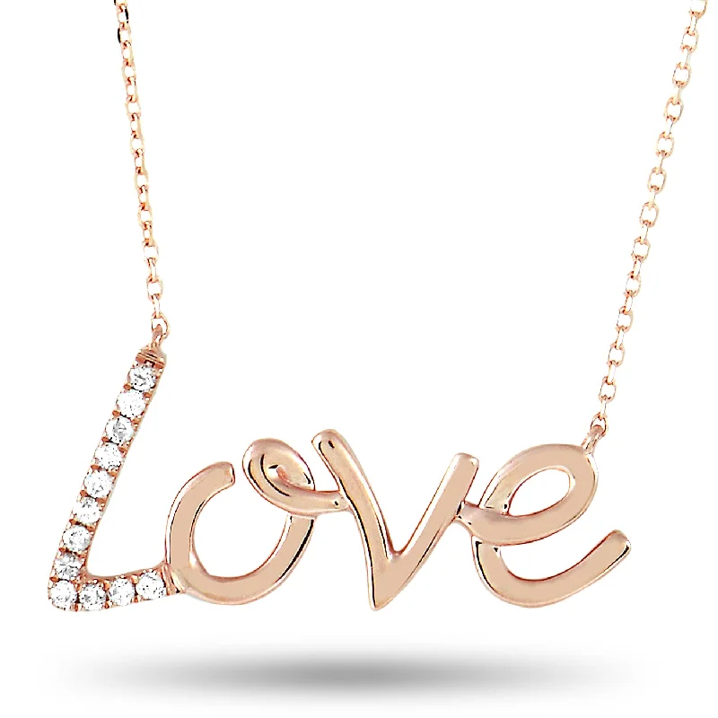 Everyday Jewelry Essentials Now On Sale LB Exclusive 14K Rose Gold 0.10 ct Diamond Love Pendant Necklace Everyday Jewelry Essentials Now On Sale LB Exclusive 14K Rose Gold 0.10 ct Diamond Love Pendant Necklace