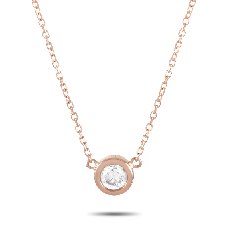 Luxury Handcrafted Jewelry For Elegant Looks LB Exclusive 14K Rose Gold 0.20 ct Diamond Pendant Necklace Luxury Handcrafted Jewelry For Elegant Looks LB Exclusive 14K Rose Gold 0.20 ct Diamond Pendant Necklace