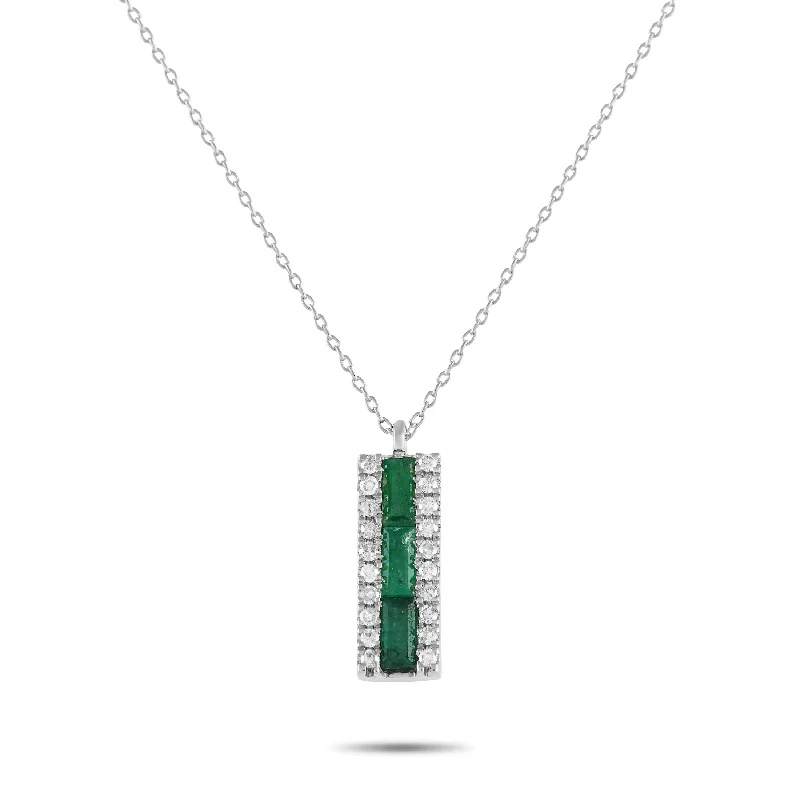 Get The Best Deals On Timeless Jewelry Pieces LB Exclusive 14K White Gold 0.10ct Diamond and Emerald Pendant Necklace PD4-16063WEM Get The Best Deals On Timeless Jewelry Pieces LB Exclusive 14K White Gold 0.10ct Diamond and Emerald Pendant Necklace PD4-16063WEM
