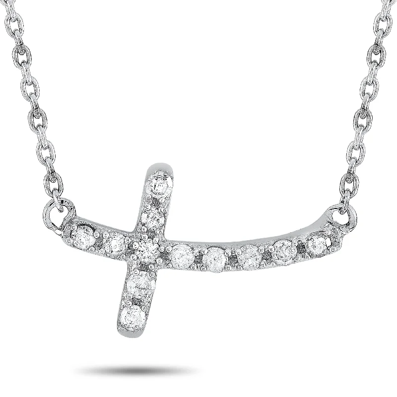 Fashion-Forward Jewelry At Exclusive Discounts LB Exclusive 14K White Gold 0.12 ct Diamond Small Cross Pendant Necklace Fashion-Forward Jewelry At Exclusive Discounts LB Exclusive 14K White Gold 0.12 ct Diamond Small Cross Pendant Necklace