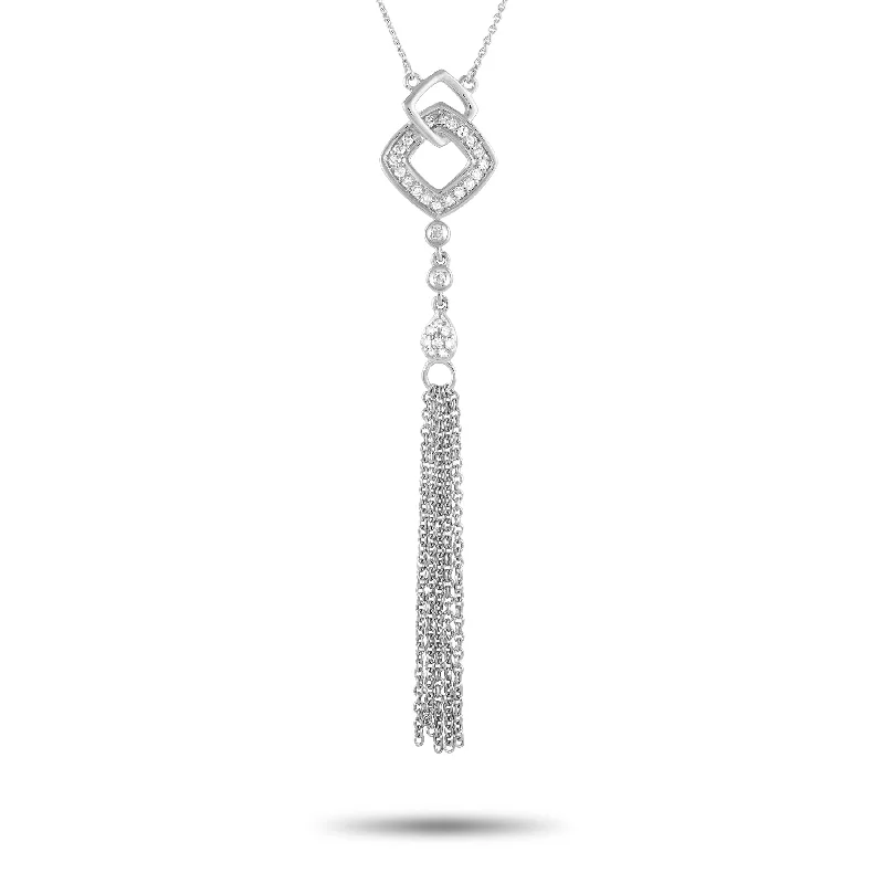 Shop Handcrafted Jewelry At Special Promotional Rates LB Exclusive 14K White Gold 0.15ct Diamond Tassel Necklace NK01619-W Shop Handcrafted Jewelry At Special Promotional Rates LB Exclusive 14K White Gold 0.15ct Diamond Tassel Necklace NK01619-W