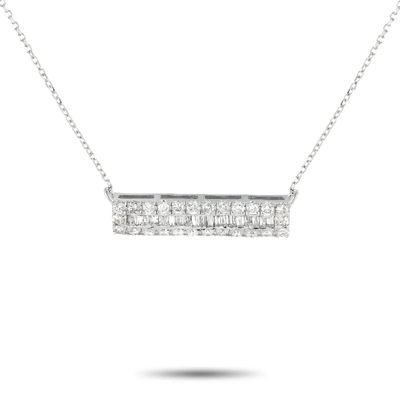 Versatile Layering Jewelry For Effortless Chic LB Exclusive 14K White Gold 0.80ct Diamond Bar Necklace PN14548 Versatile Layering Jewelry For Effortless Chic LB Exclusive 14K White Gold 0.80ct Diamond Bar Necklace PN14548