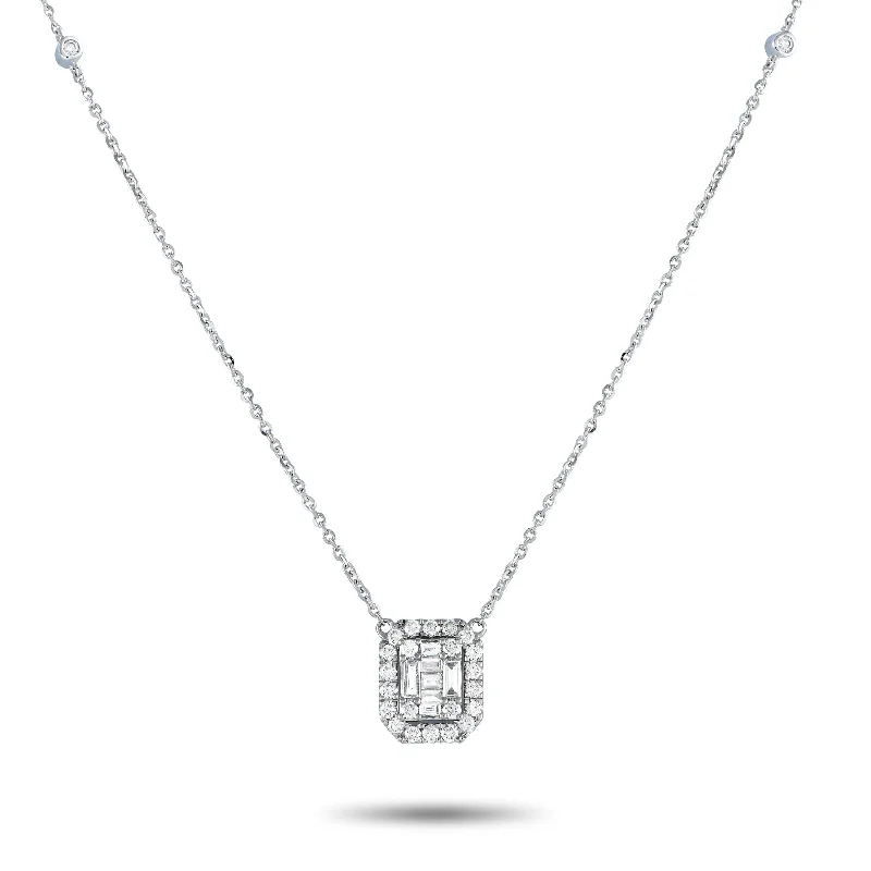 Grab Your Dream Jewelry At The Lowest Prices LB Exclusive 14K White Gold 0.85ct Diamond Cushion Halo Necklace PN15273 Grab Your Dream Jewelry At The Lowest Prices LB Exclusive 14K White Gold 0.85ct Diamond Cushion Halo Necklace PN15273