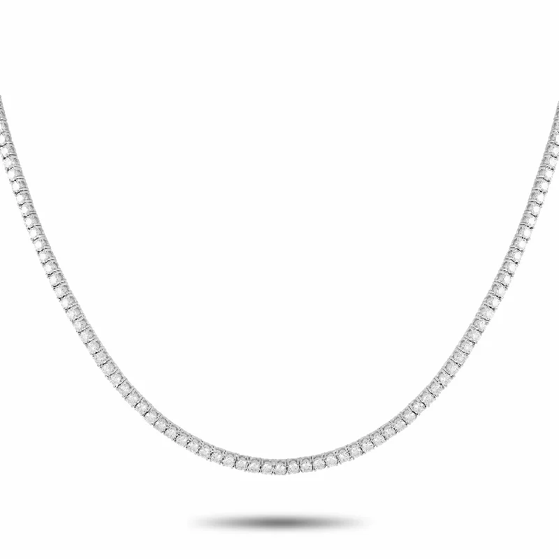 Last Chance To Shop High-End Jewelry At Markdown Prices LB Exclusive 14K White Gold 11.43ct Lab-Grown Diamond Tennis Necklace MF25-100924 Last Chance To Shop High-End Jewelry At Markdown Prices LB Exclusive 14K White Gold 11.43ct Lab-Grown Diamond Tennis Necklace MF25-100924