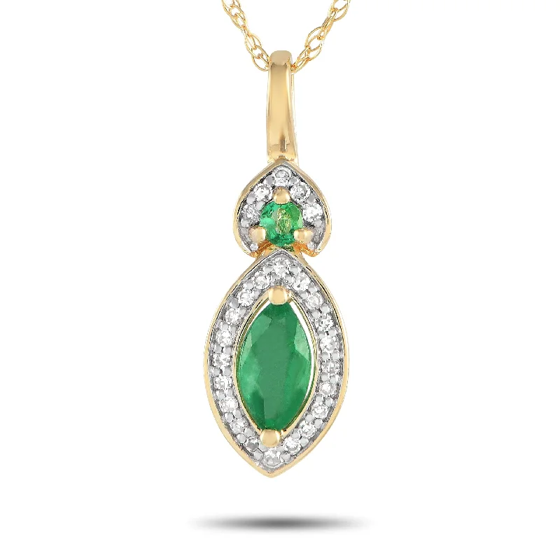 Flash Sale On Exquisite Jewelry – Don't Miss Out LB Exclusive 14K Yellow Gold 0.07ct Diamond and Emerald Pendant Necklace PD4-16299YEM Flash Sale On Exquisite Jewelry – Don't Miss Out LB Exclusive 14K Yellow Gold 0.07ct Diamond and Emerald Pendant Necklace PD4-16299YEM