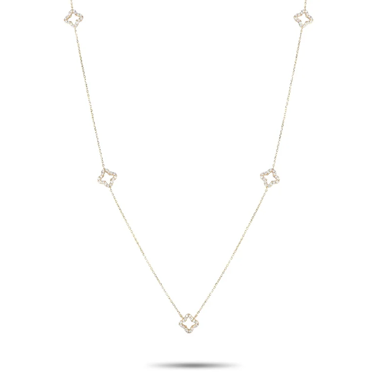 Grab Your Favorite Jewelry At The Lowest Prices LB Exclusive 14K Yellow Gold 1.0ct Diamond Quatrefoil Station Necklace NK01759-Y Grab Your Favorite Jewelry At The Lowest Prices LB Exclusive 14K Yellow Gold 1.0ct Diamond Quatrefoil Station Necklace NK01759-Y